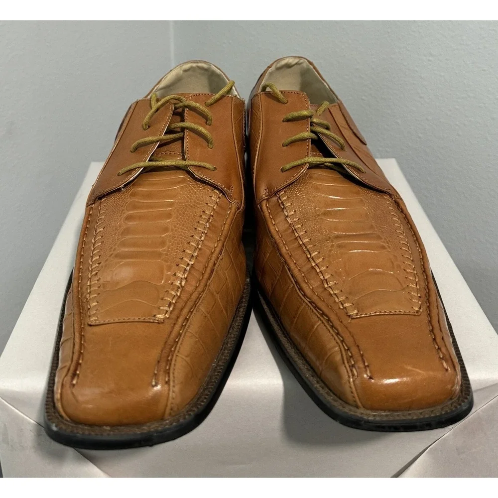 Stacy Adams 24195-08 Bicycle Square Croc Alligator Print Oxfords Mens 13 M